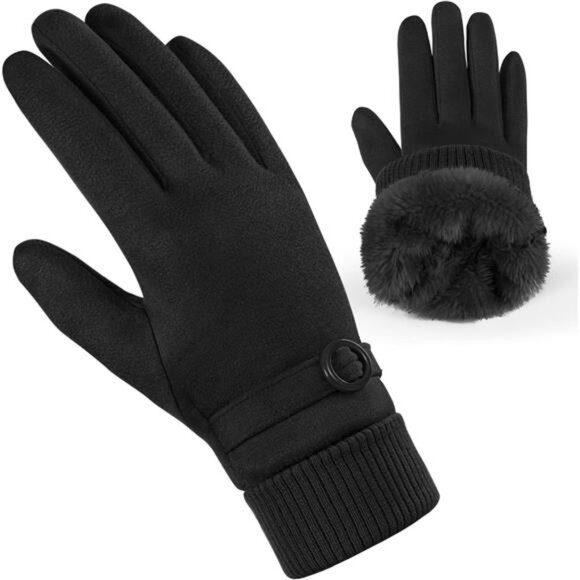 Women's Winter Gloves Thermal Warm Fleece Lined Touchscreen Gloves - Picture 1 of 6